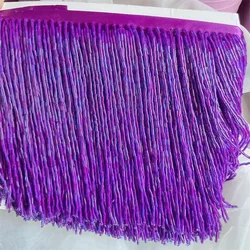 Elegant Grey Blue Tube Tassel Lace Trim with Beaded Embellishments - 15CM Wide for Wedding and Evening Dresses (Blue Purple  15CM)