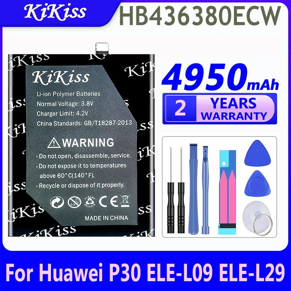 

4950mAh KiKiss Powerful Battery HB436380ECW For Huawei P30 ELE-L09 ELE-L29 ELE-AL00 ELE-TL00 Replacement Batteries