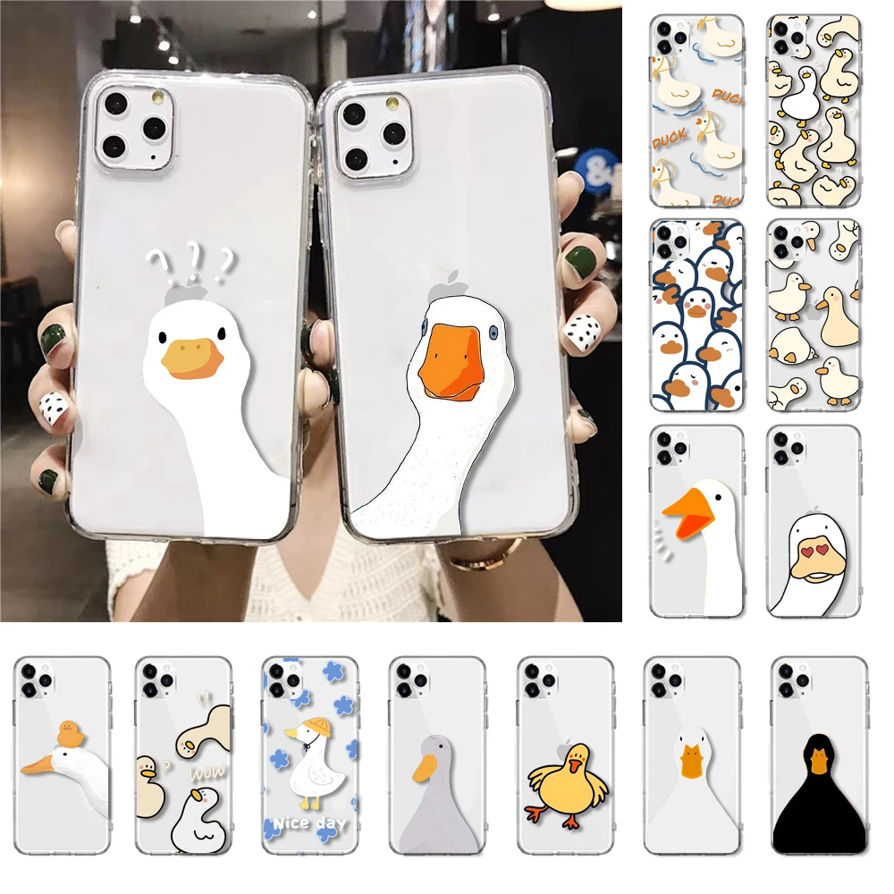 

Phone Case For iphone 15 14 Pro Max 13 12 11 Pro Max XS XR X 12mini 14 Plus SE Cartoon Cute Duck Case Funda