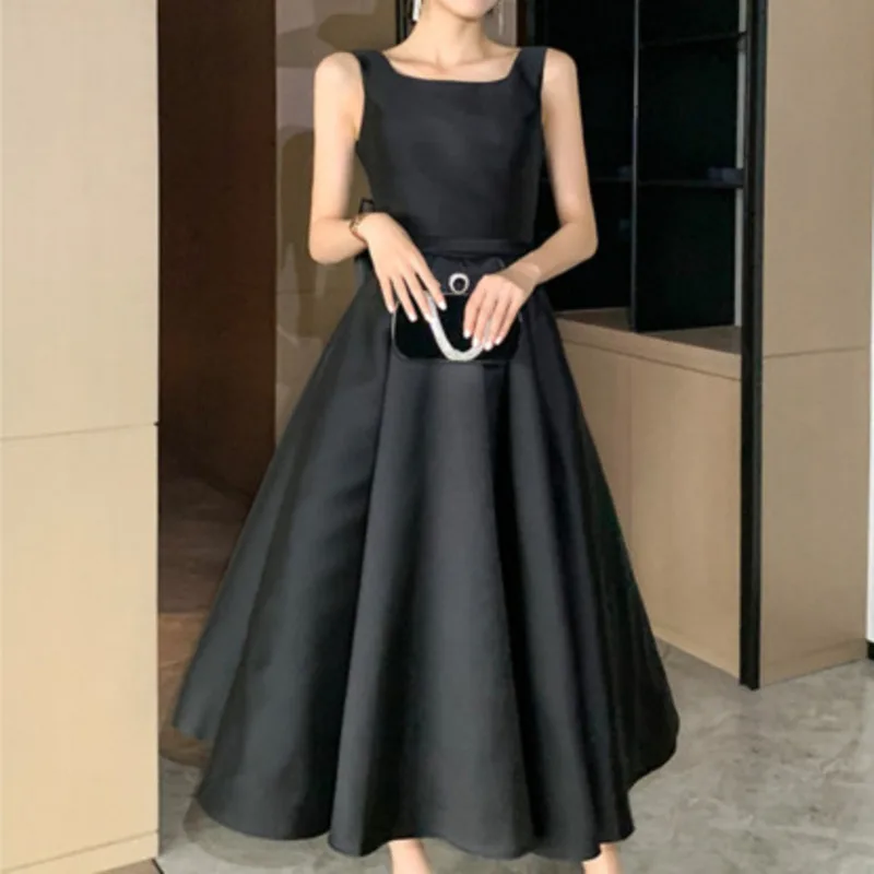 Summer Dress Sexy Open Back Big Bow Evening Ball Dress Elegant Black Birthday Ball Dress Formal Adult Dress Womens Dresses Traf