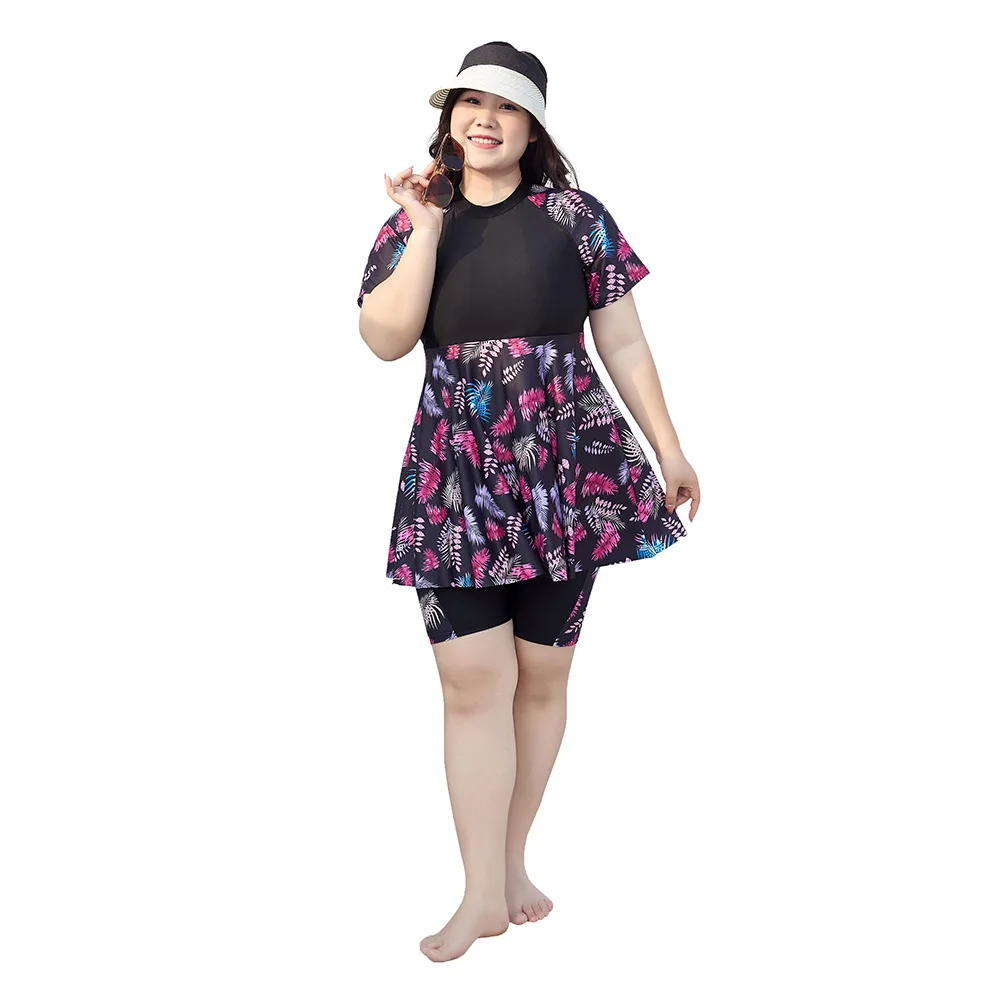 Burkini Femme Musulmane Tutkey Burkini Large Stylish Muslim Swimwear Set in Floral Print for Women Plus Size 3 Pieces Borkini