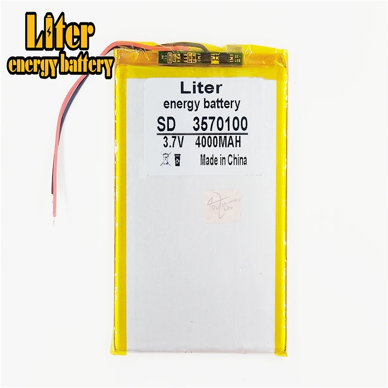 

New 3.7v 4000mah 3570100 Lipo Polymer Rechargeable Li Polymer Li-ion Battery For Tablet Consumer Electronics Safety Lamp