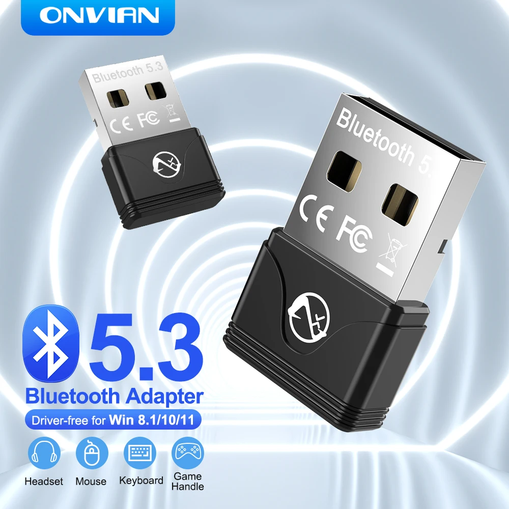 

Onvian Bluetooth 5.3 Adapter Driver-free Bluetooth Adapter for Win8.1/10/11 Wireless Bluetooth Transmission for Laptop and Phone