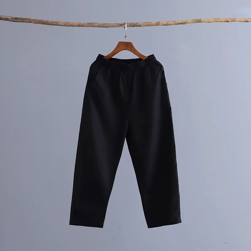 2022 New Style Loose Women Calf-length Pants Spring Summer Solid Cotton Linen Women Pants RV658 white capris