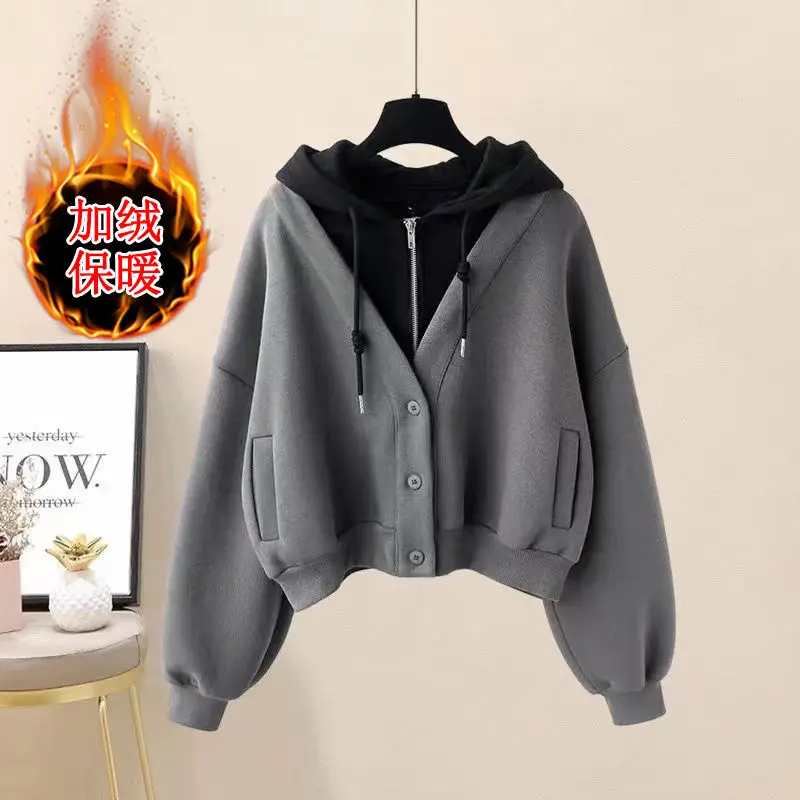 Thickened Autumn and Winter Set Women's Korean Edition Fake Two Piece Long Sleeved Sweater Workwear Pants Two Piece Setpant Sets