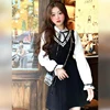 2025 Spring and Autumn New Splicing Shirt Collar Fake Two piece Dress Gentle Slimming Small College Style Long Sleeve Skirt 2