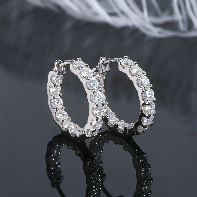 ●TATIANA● Silver 925 moissanite one touch hoop earrings DE Amazon.com: Moissanite Earrings, 925 Sterling Silver Dangle
