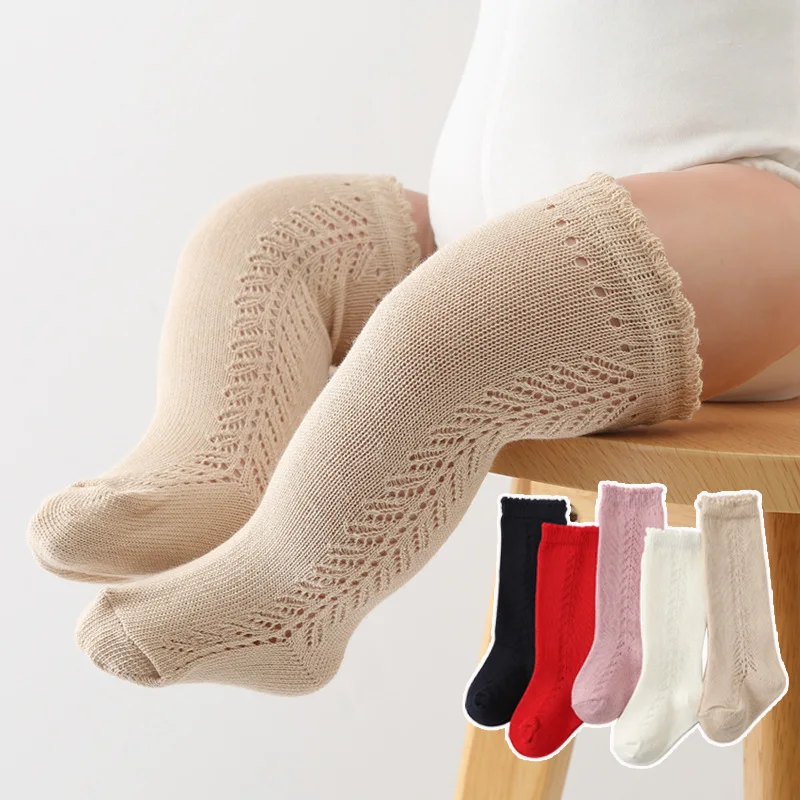 

Newborn Baby Socks Knee High Girls Sock Spanish Toddlers Tube Knee High Sock Kids Hollow Out Infant Long Socken For 0-3Years