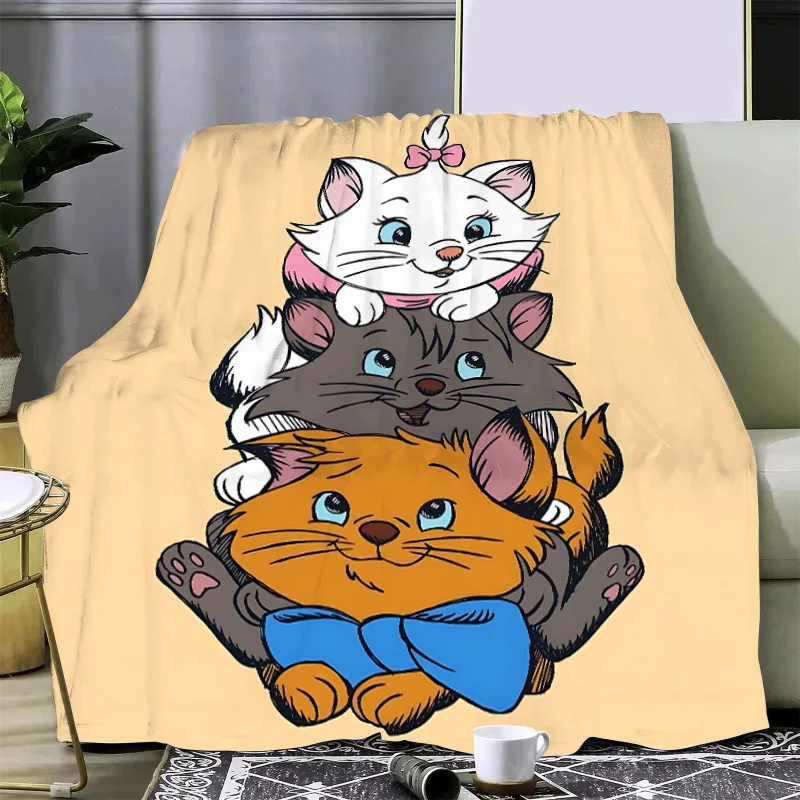 Cute Cartoon Disneys Marie Cat Printed Picnic Blankets Warm Blanket Soft and Comfortable Blanket Home Travel Birthday Gift 2