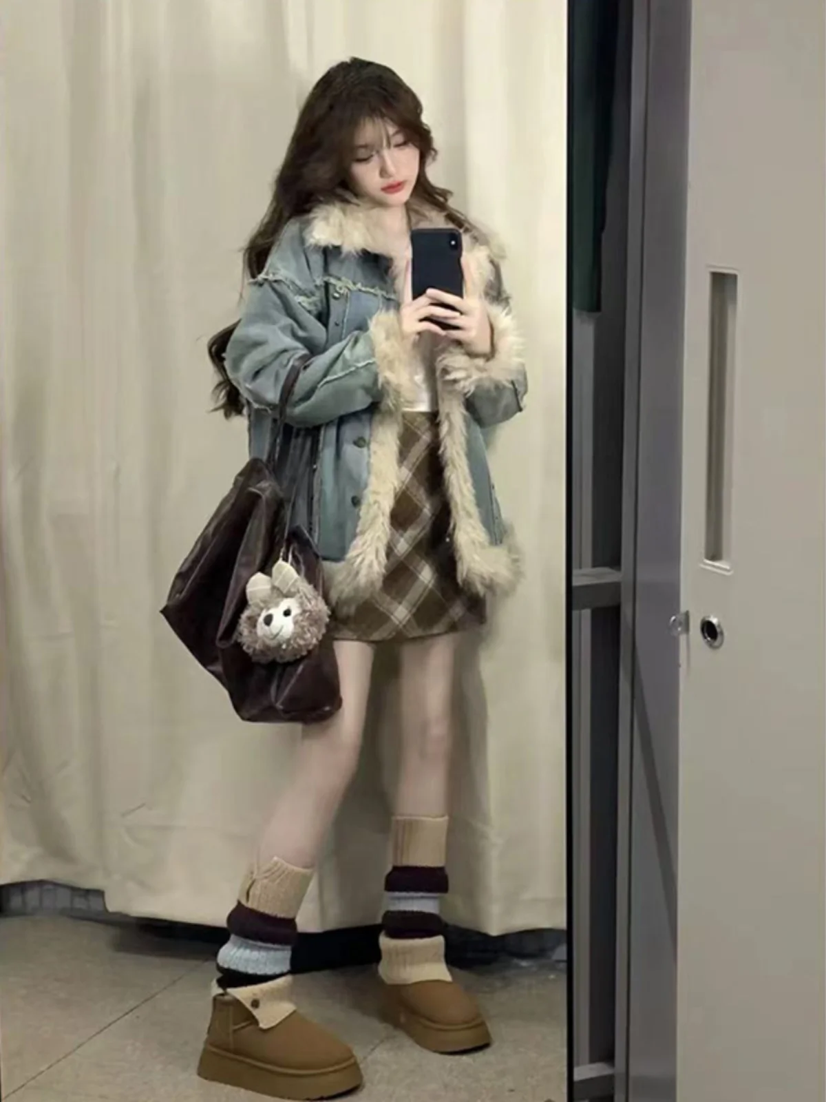 

Women Lamb Wool Denim Jacket For Women's Autumn And Winter 2023 New Korean Style Plush And Thick Cotton Jacket