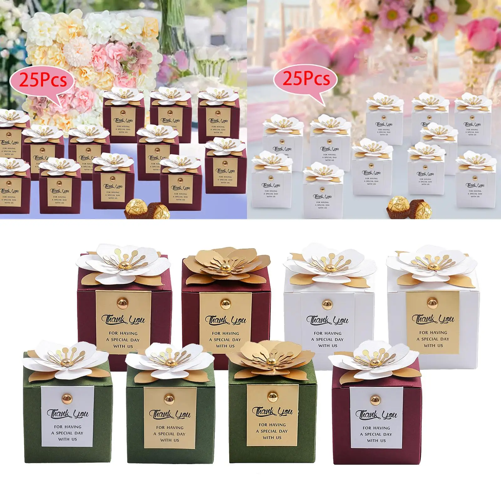 25Pcs Candy Box for Weddings Chocolate Box Wedding Favor Boxes for Baby Shower Birthday