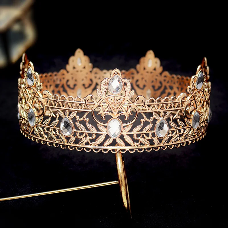Men's Women's Universal Retro Classic Crown Ceremony Party Photography Props King Queen Head Wear Luxury Jewelry Crown Hair Hoop