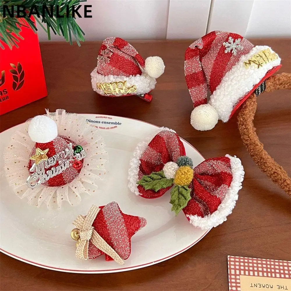 

New Cute Christmas Hat Hair Clip 10.5*6.5cm Children Antler Hair Clip Merry Christmas Decor