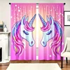 2pcs Unicorn Pattern Curtains, Rod Pocket Decorative Window Drapes Window Treatments For Bedroom Living Room, Home Decor 2