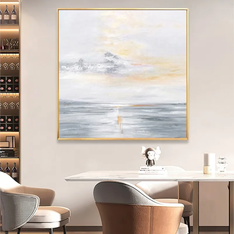 

Hand-Painted Abstract Oil Painting Modern Minimalist Seaside Sunrise and Sunset Landscape Living Room Decorative