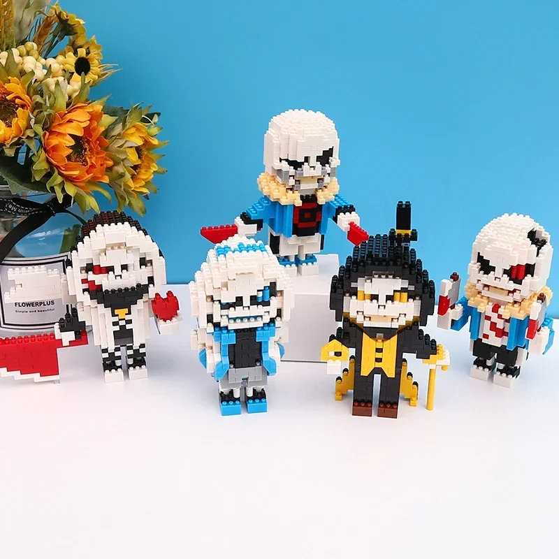 SC Game Undertale Sans Cross Nightmare Reaper Ink Skeleton Hero Monster Doll DIY Mini Diamond Blocks Bricks Building Toy No Box 4