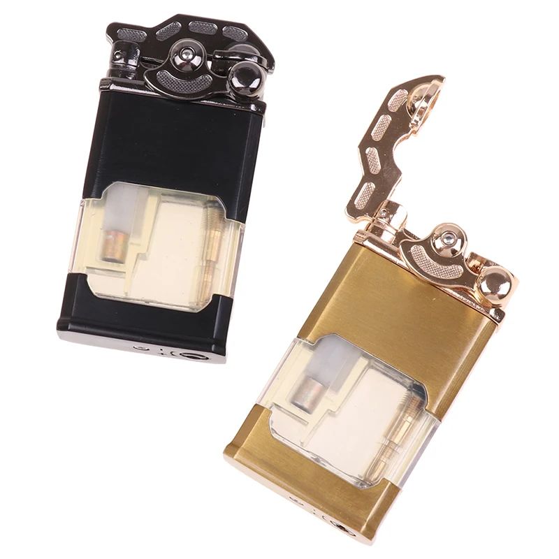 

Metal Rocker Arm Luminous Lighters Transparent Transom Windproof Cigar Lighter Cigarette Lighter Butane Gas Lighter (No Gas)