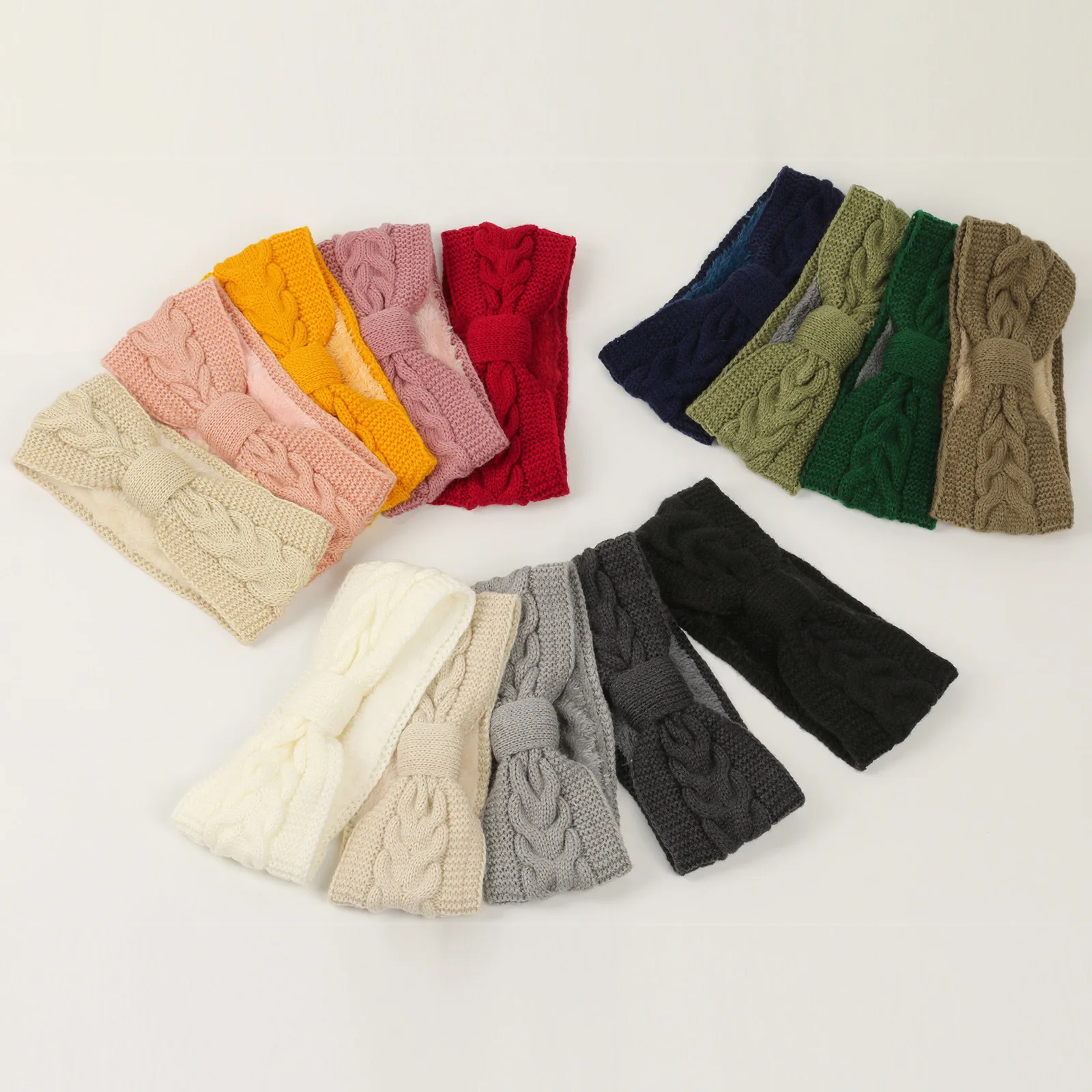 Fluff Stirnbänder für Haare Frau Bogen Haar bänder Yoga Herbst Winter warme Dame weiches Haar Reifen waschen Gesicht gestrickt Haarschmuck – Detail 3