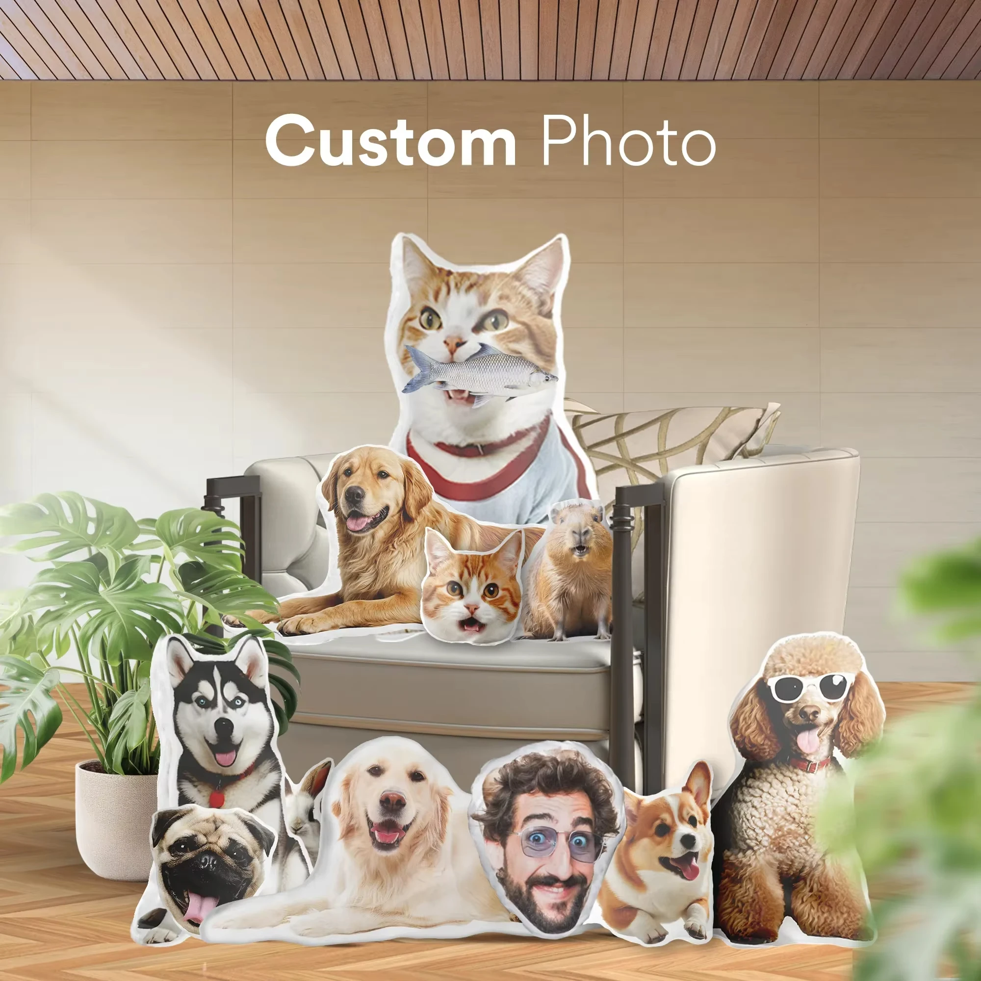 Pets Cushion Personalized Filling Pets Photo Cushion DIY Pillow for Putting Picture of Cats and Dogs Home Decor