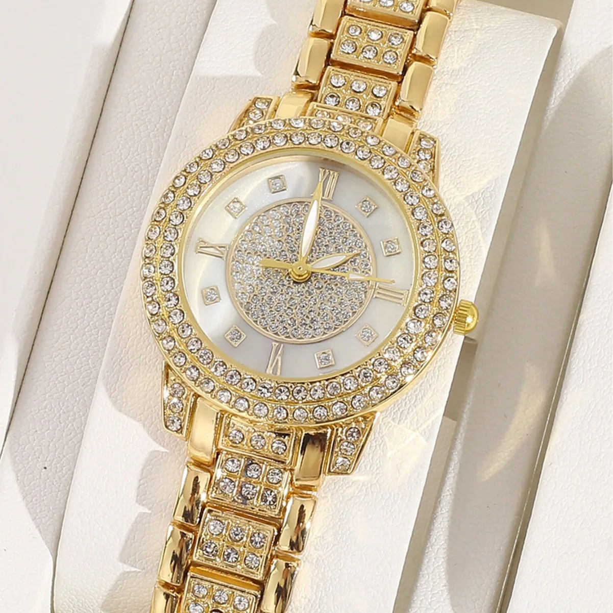 6/1pcs Glamorous Luxury Rhinestone Womens Watch with Quartz Movement - Stainless Steel Analog Wrist Watches 3