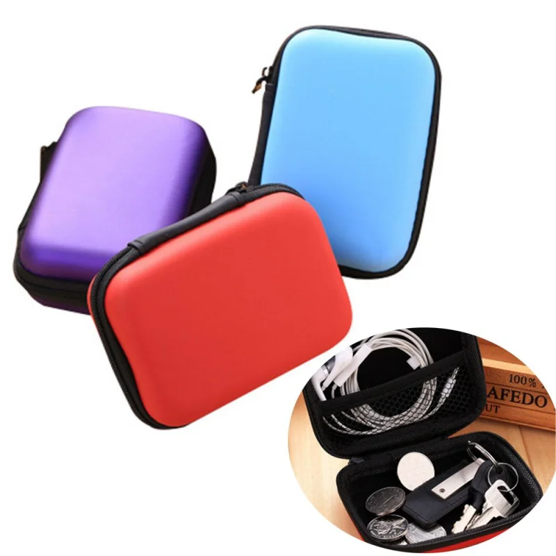 Funda de disco duro portátil, bolsa de protección con cremallera para auriculares de disco duro externo USB, caja de almacenamiento de Cable de disco U