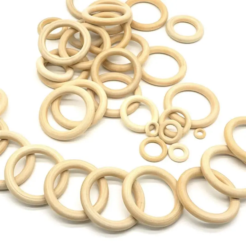 50 pezzi di anelli in legno 35 mm cerchi in legno non finiti per gioielli con anello per dentizione che fanno forniture per artigianato macramè fai da te 