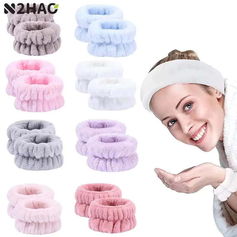 

2pc Wrist Washing Belt Soft Microfiber Towel Wristbands For Washing Face Water Absorption Washing Prevent Wetness Wrist Washband