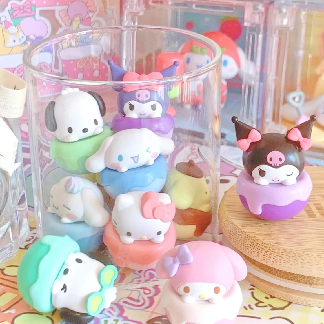 

Sanrio Cute Fun Bean Ice Cream Little Doll Kawaii Action Anime Figures Toys Girls Birthday Gifts 2.5~3cm Mini Desk Collection