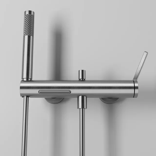 ชุดก๊อกน้ำฝักบัวห้องน้ำโครเมียม สีเทากันเมทัล ติดผนังทองเหลือง ก๊อกน้ำร้อนน้ำเย็นแบบน้ำตกสำหรับอ่างอาบน้ำ ชุดก๊อกน้ำโครเมียมสีทองขัดเงา 5