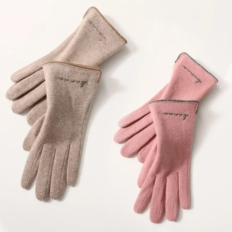 

Warm Gloves For Women Autumn Winter Plus Fleece Wool New Outdoor Sports Cycling Touch Screen Cashmere Gloves For Men