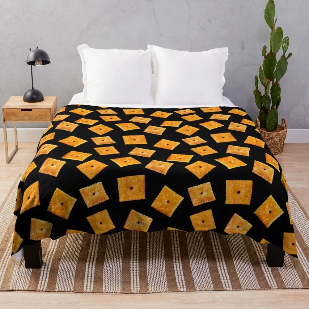 

Orange Square Snacks - Black Throw Blanket Thins Flannel Blankets