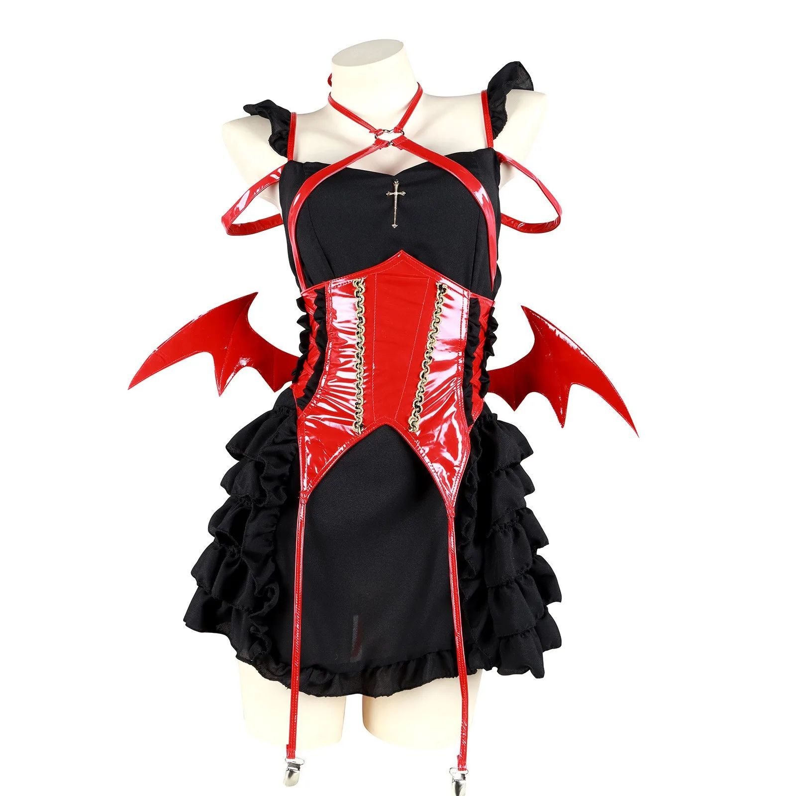 

Little Devil Girl Series Costume Cosplay Women Halloween Demon Vampire Bat Wings Bodysuit Dress Pajamas Lingerie