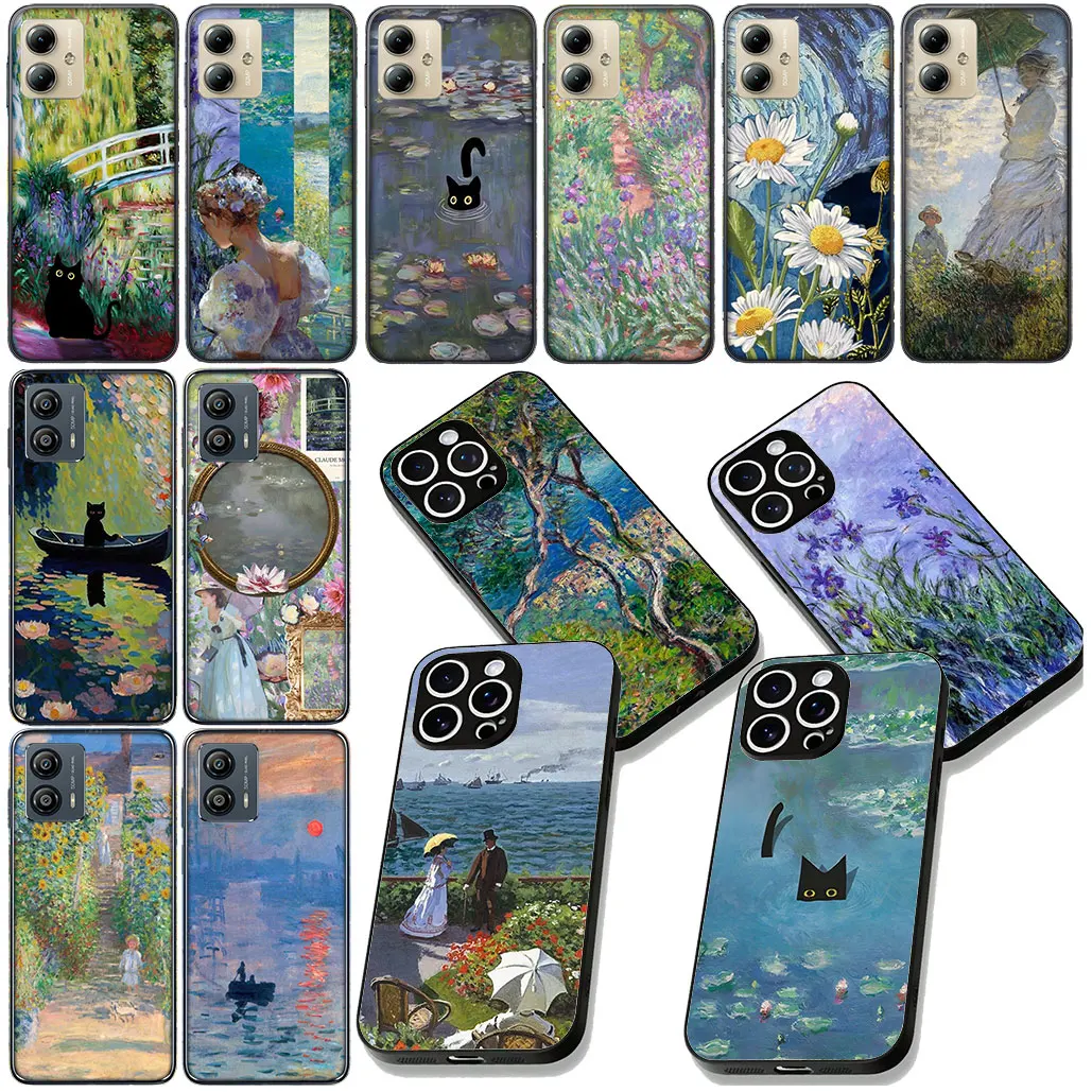 Claude Monet Impressionism Waterlily Cat Art Phone Case Cover