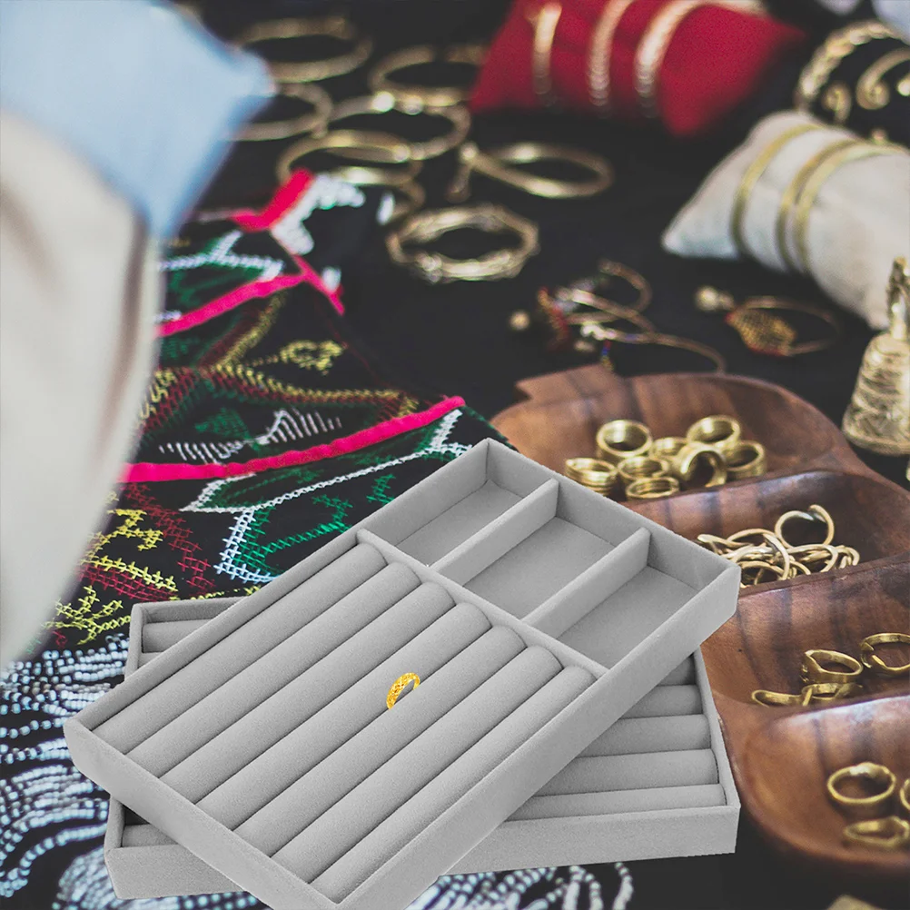 

3 Pcs Jewelry Tray Jewlery Display Necklace Holder Box Rack Ring Storage Organizer Trays Sponge for Selling Jewellery