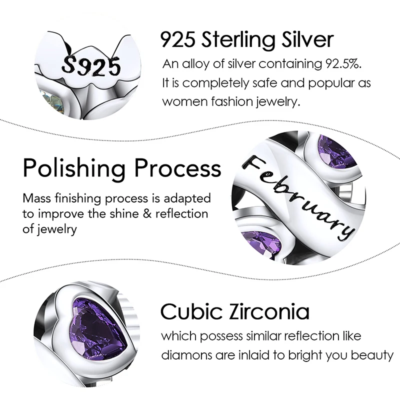 La Menars 925 Sterling Silver New Birthstone Beads Charms Fit Original Charm Bracelet Fashion Fine Jewelry Friend Gift
