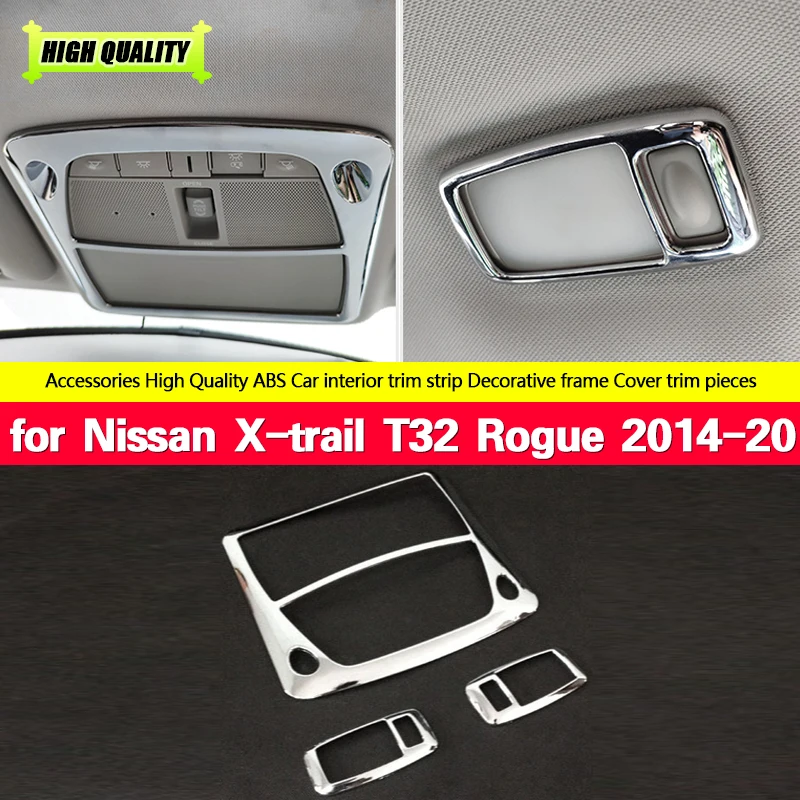 

3PCS Front Rear Reading Lights Cover Trim for Nissan X-trail XTrail T32 Rogue 2014-2020 Interior Reading Light Decorative Frame