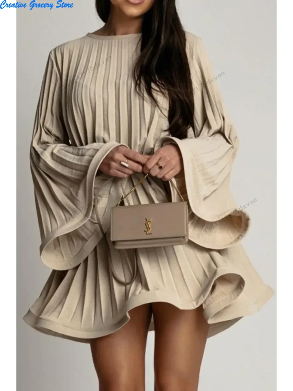 Chary - Elegant Dress with U Neckline and Seductive Pleats