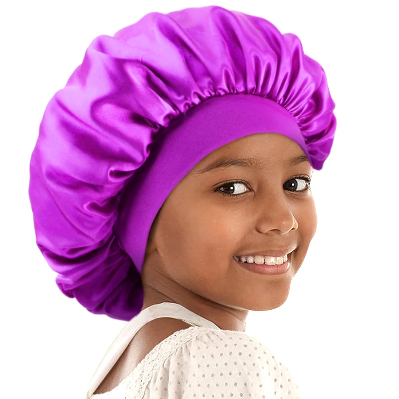 Kinder Schlafen Kappe Satin Nacht Schlaf Kappe Breites Band Elastische Turban Kopfbedeckung Motorhaube Haarpflege Kappe Säuglings Motorhaube Kleinkind Hut – Detail 9