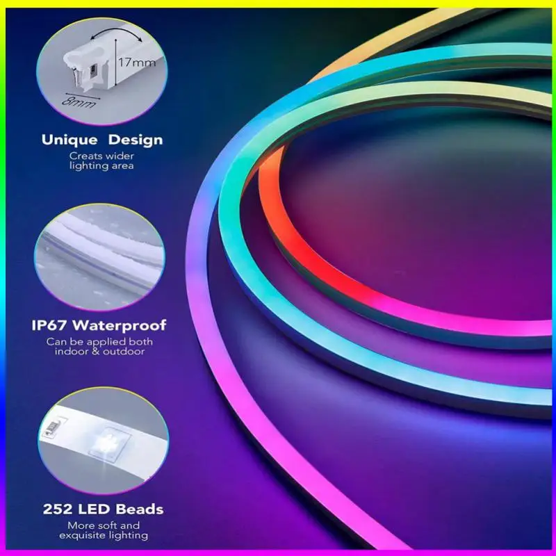 

RGB Светодиодная лента Homekit, неоновые светильники, умная жизнь, Wi-Fi Водонепроницаемая неоновая вывеска, уличное украшение для сада, работа с комплектом для дома