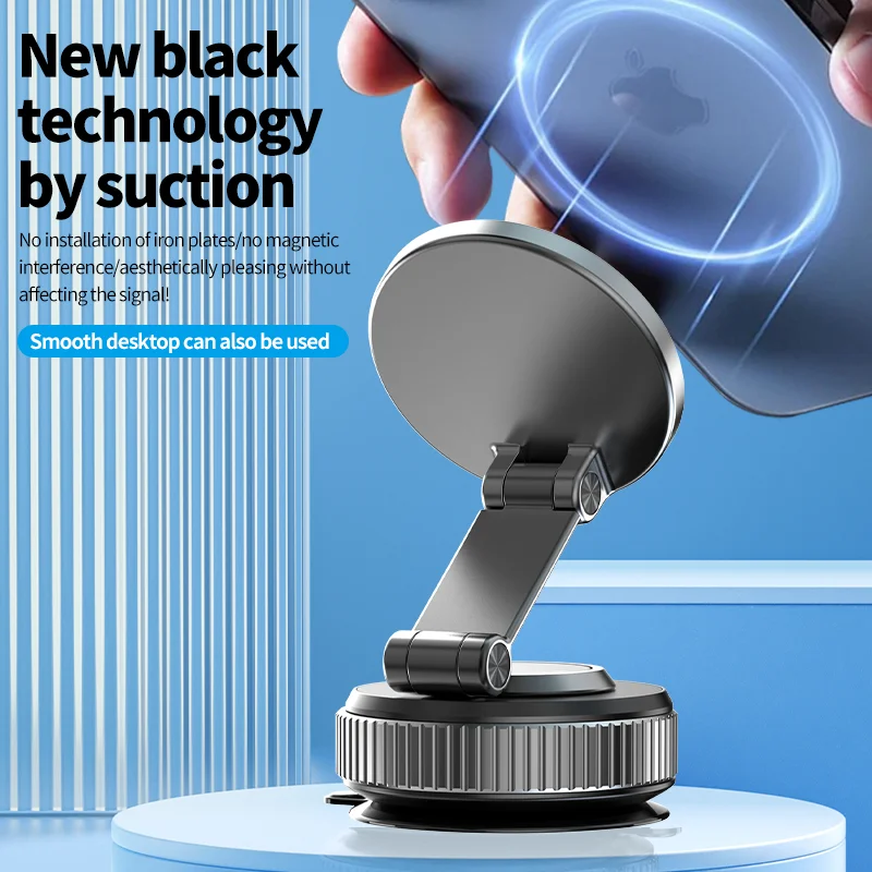 Vacuum Magnetic Bracket Foldable Dashboard/Glass/Desktop Phone Holder Stand For Magsafe iPhone 17~12 Pro Max Suction Cup Bracket