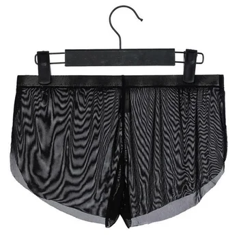 Vedere attraverso boxer sexy convessi a U Intimo da uomo Pantaloncini trasparenti Mutandine maschili in tinta unita Lingerie taglie forti 1