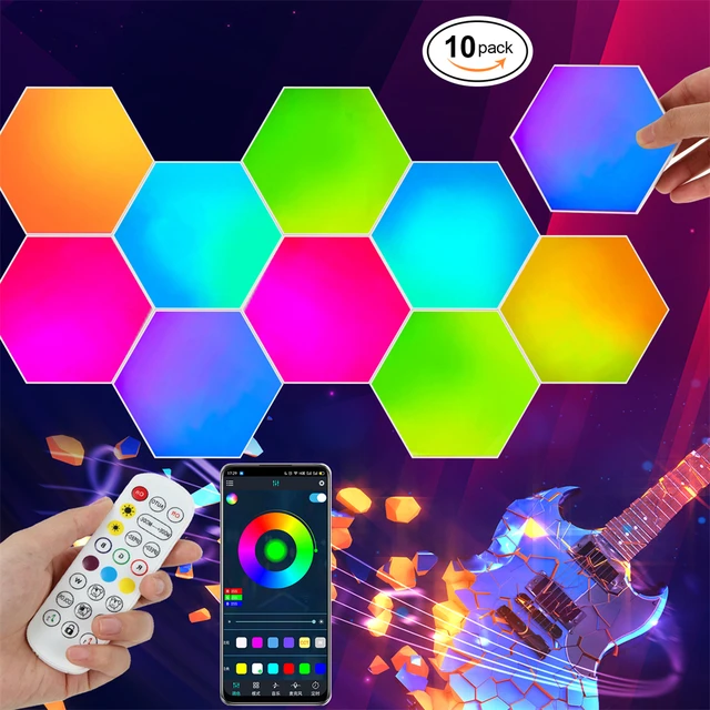 1-24 PCS Touch Sensor LED Night Light Sensitive Hexagonal LED Quantum Lamp Modular Hexagons Creative Decoration Wall Lamp 6