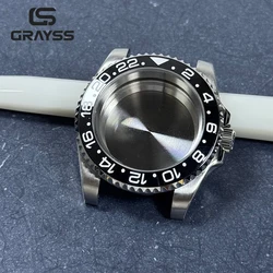 Black Bezel 40mm Diver Waterproof Sapphire Glass Watch Case with Steel Bracelet (GMT black B2)