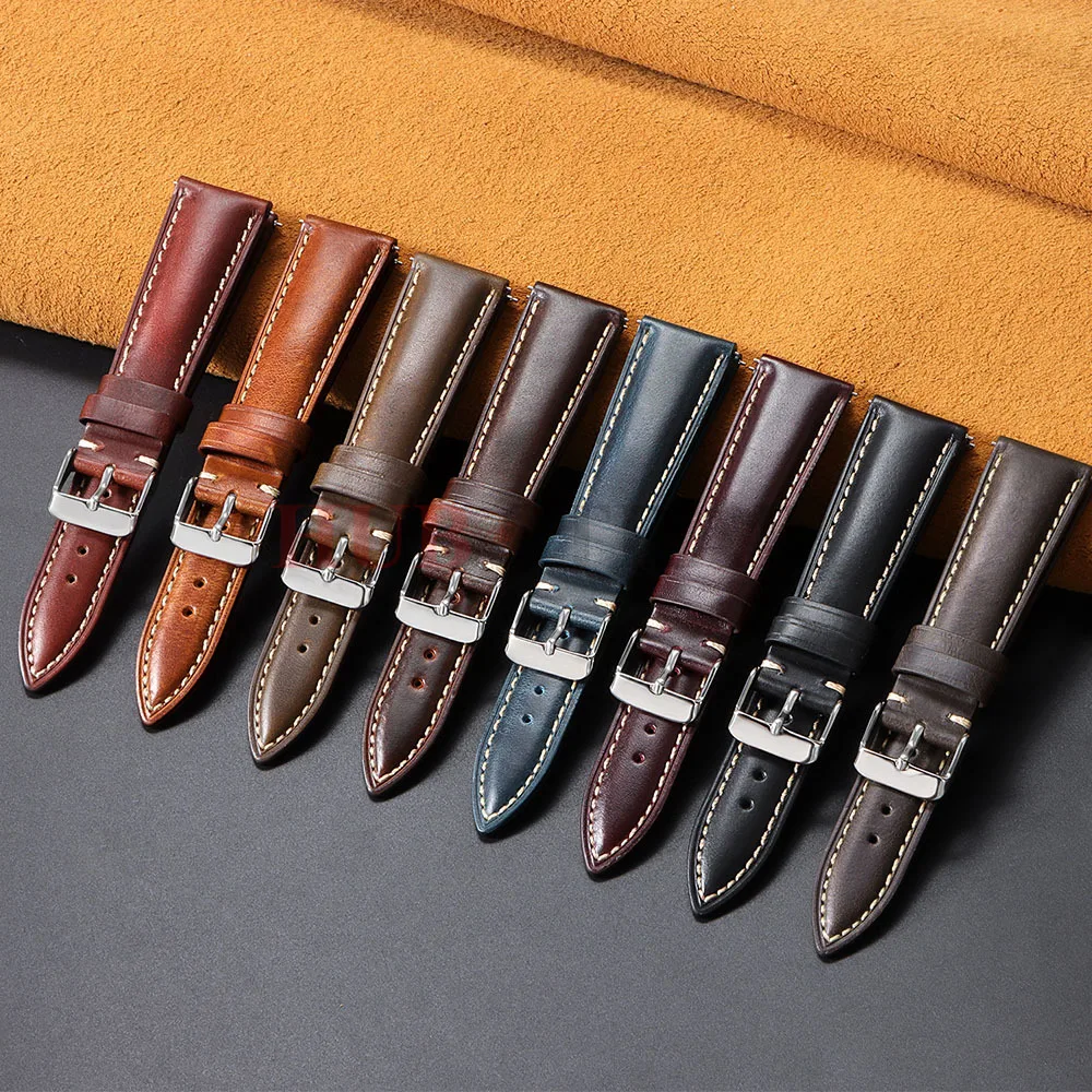 Timeless Brown Leather Watch Strap with Pin Buckle