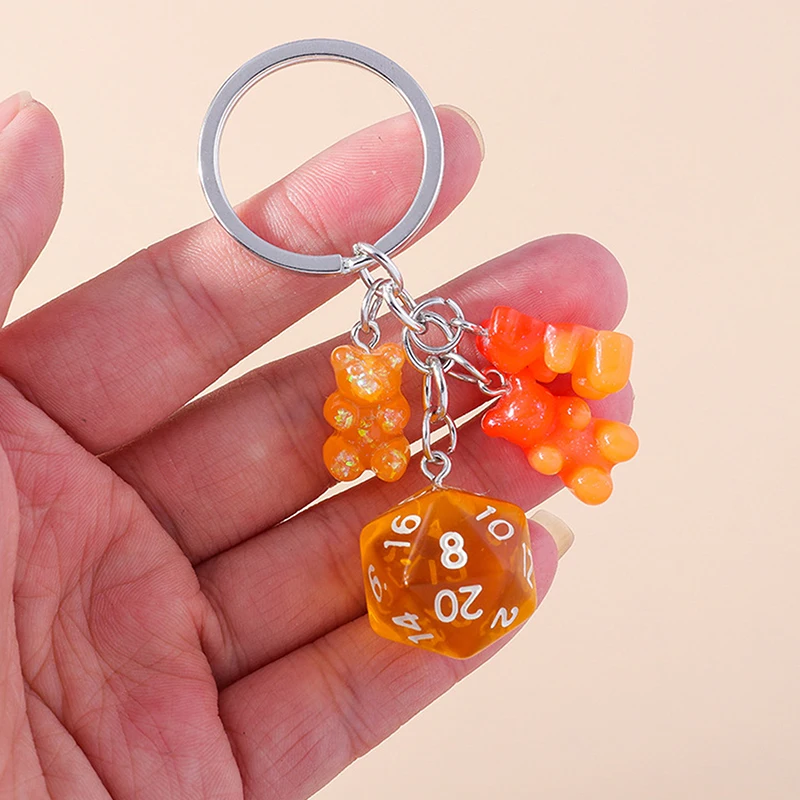 

New Fashion Cute Keychains Bear Colorful Dice Charms Keyrings Souvenir Gift For Car Key Handbag Pendants Key Chains Accessory