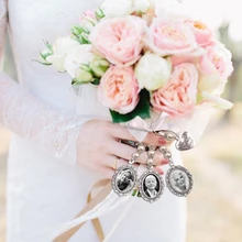 R2LE Wedding Bouquet Charm Lace Oval Bridal Bouquet Angel Charm Memorial Photo Charm You Are Always on My Heart Charm