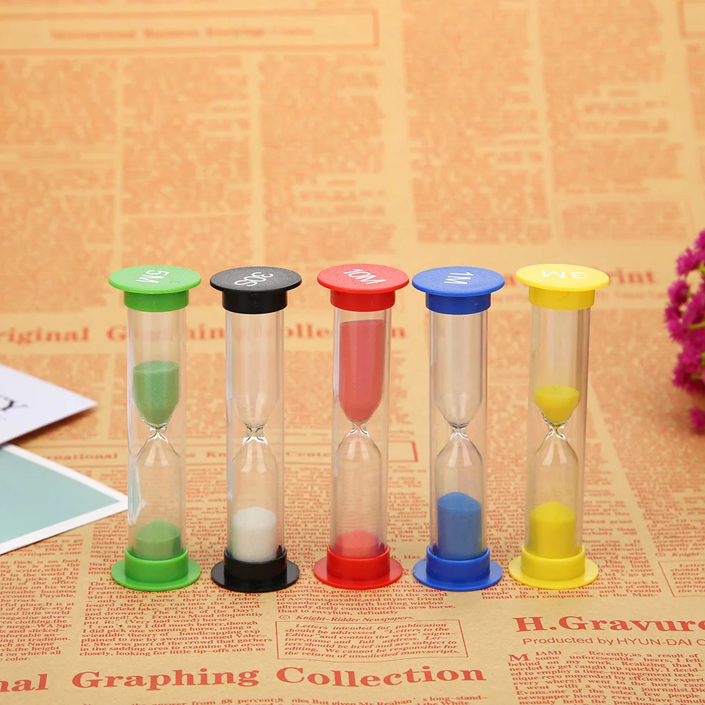 Z2 6pcs/set Creative Plastic Hourglasses Sandglass Timer Children Time Toy Gift Home Decoration 0.5/1/2/3/5/10 minutes Hourglass 6