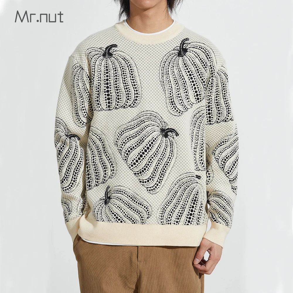 

Mr.nut Y2k Vintage Jacquard Knitwear Men's Luxury Winter Clothing Yarn Brown Sweater Oversize Male Jumper Jersey Pullovers 4XL