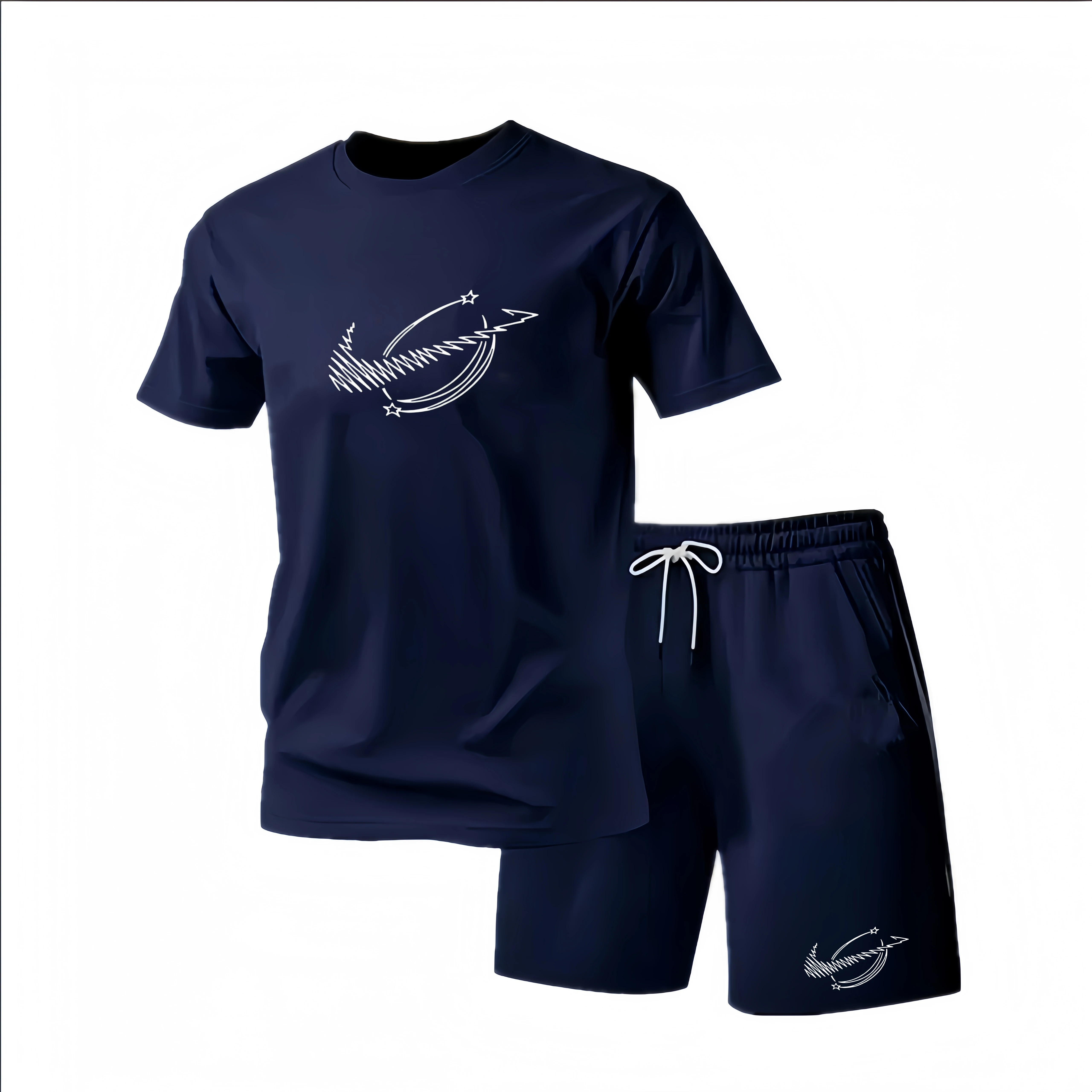 Nuovo abbigliamento sportivo estivo da uomo, set due pezzi con t-shirt a maniche corte e pantaloncini, abbigliamento casual traspirante e ad asciugatura rapida. - immagine 3