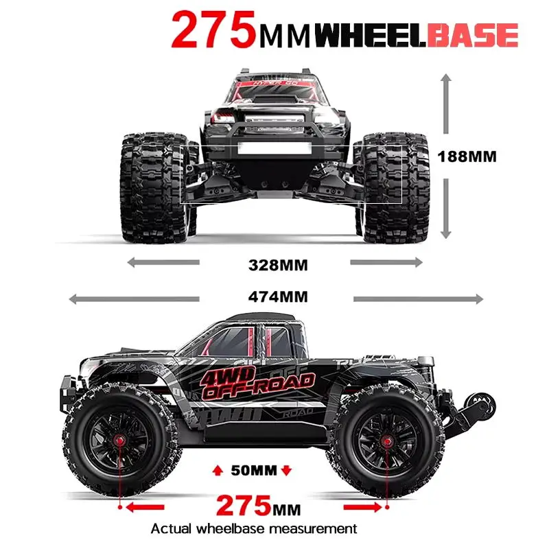 MJX New 10208 V2 Upgraded Version Brushless 4wd Small Monster 1/10 High Speed RC All Metal Remote Control Off Road Vehicle 3